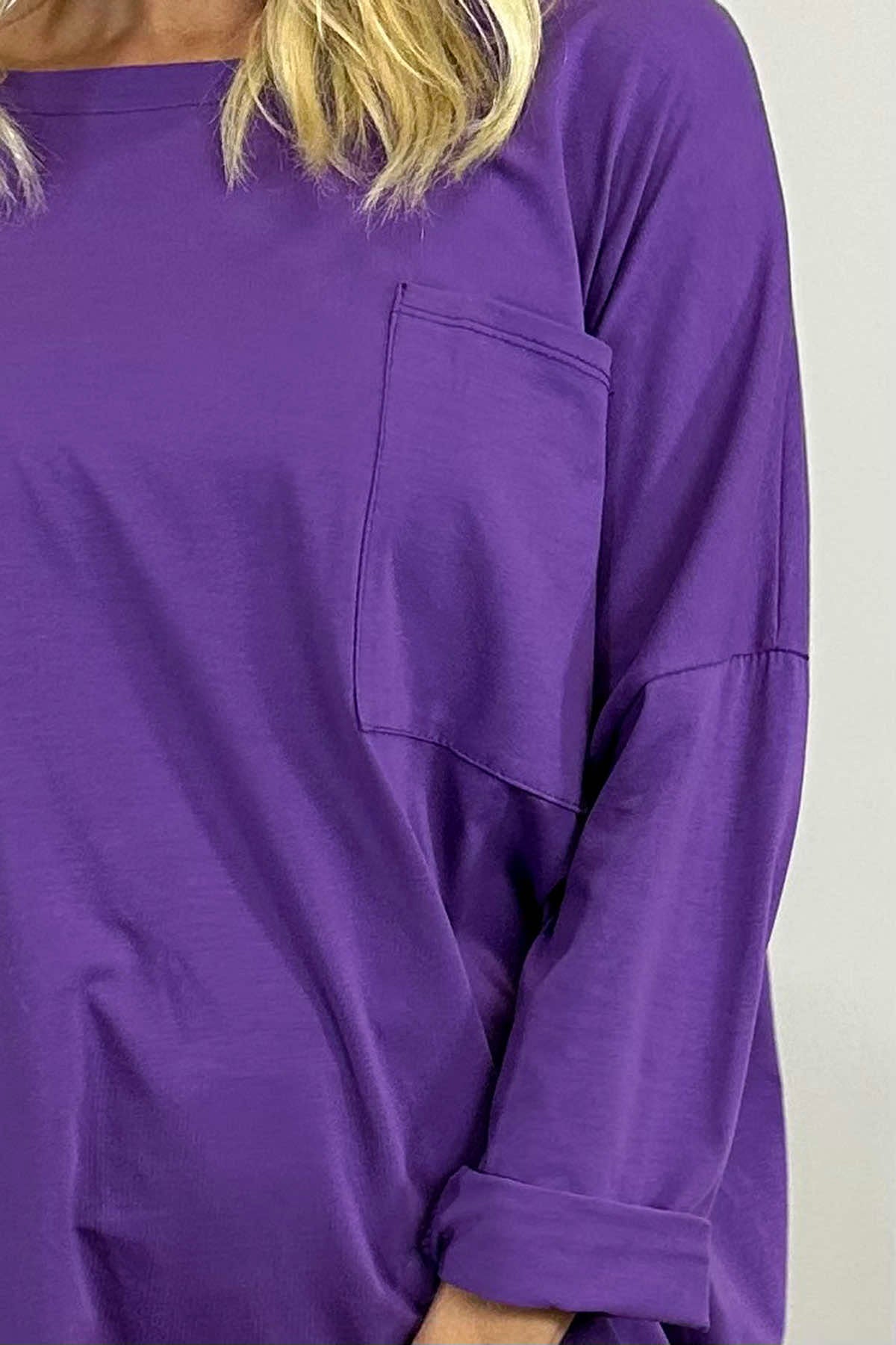 Hollie Pocket Cotton Top Purple