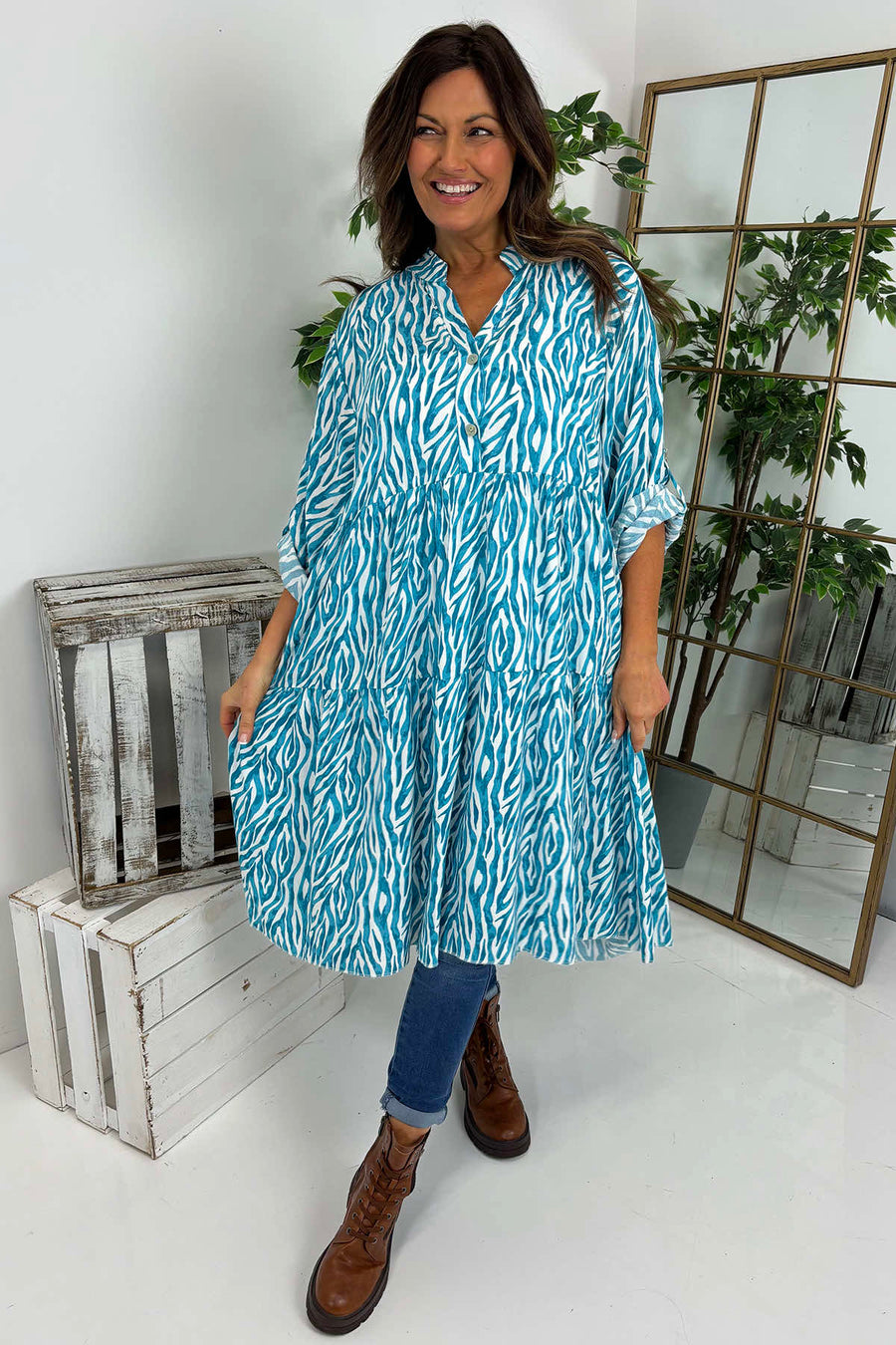 Tinsley Print Dress Aqua