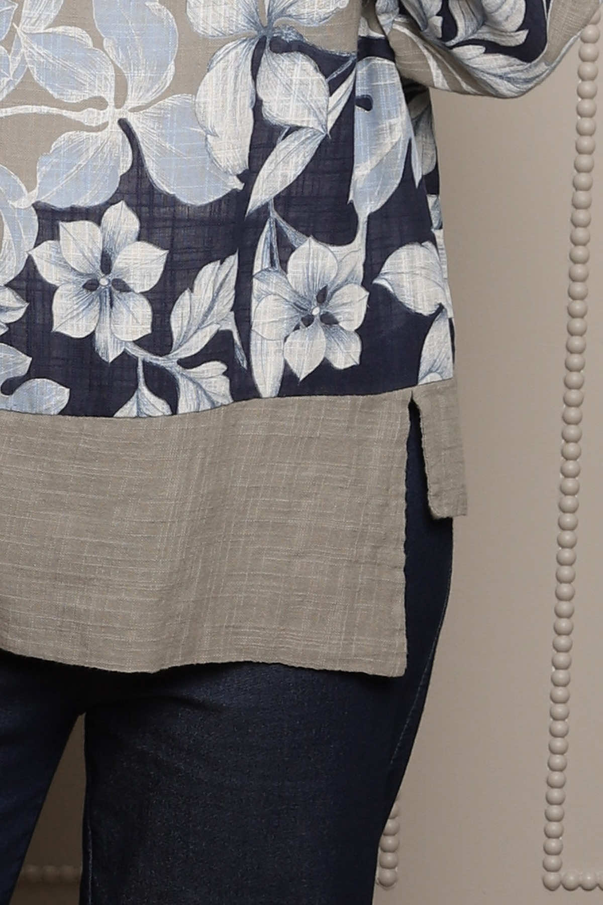 Paitlyn Print Cotton Top Mocha