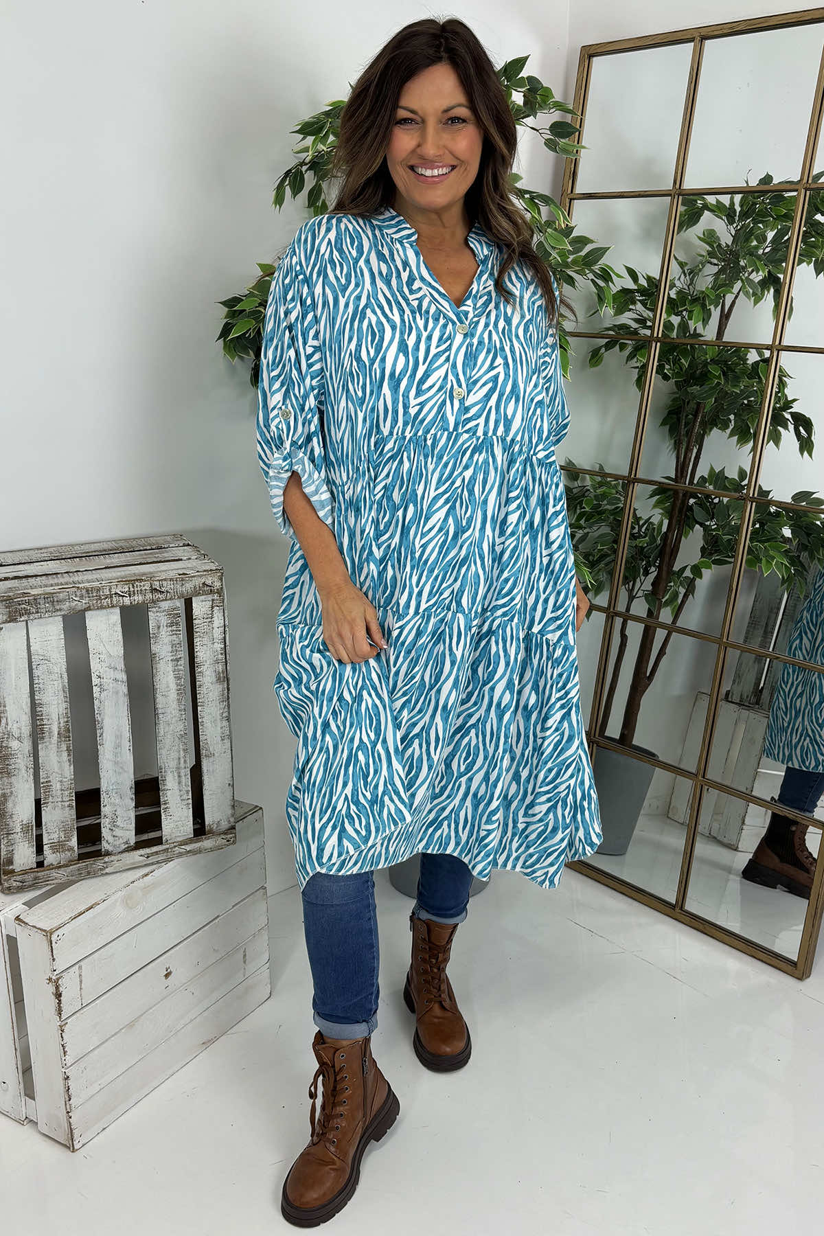 Tinsley Print Dress Aqua