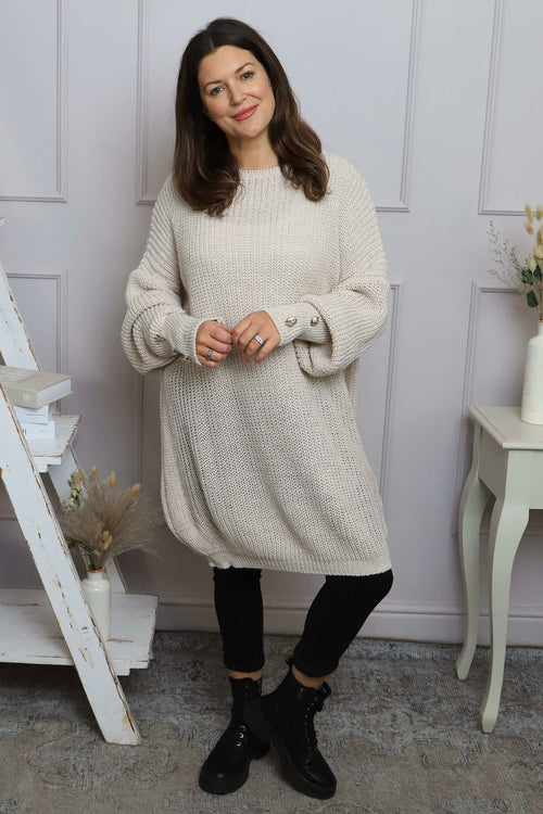 Peggy Knitted Jumper Stone - Image 1