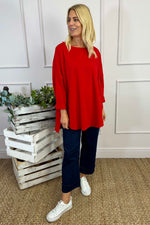 Hollie Pocket Cotton Top Red Red - Hollie Pocket Cotton Top Red