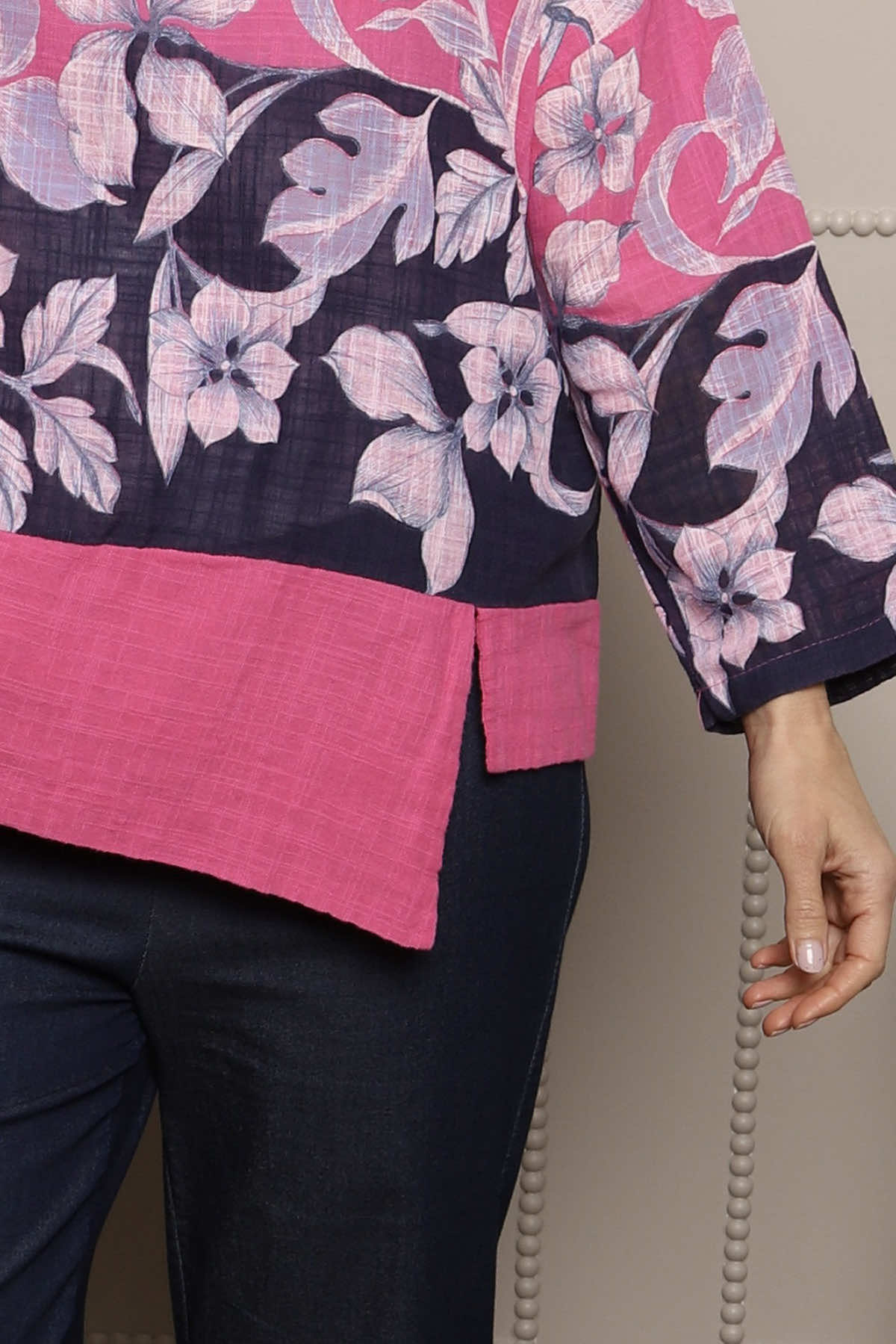 Paitlyn Print Cotton Top Fuchsia