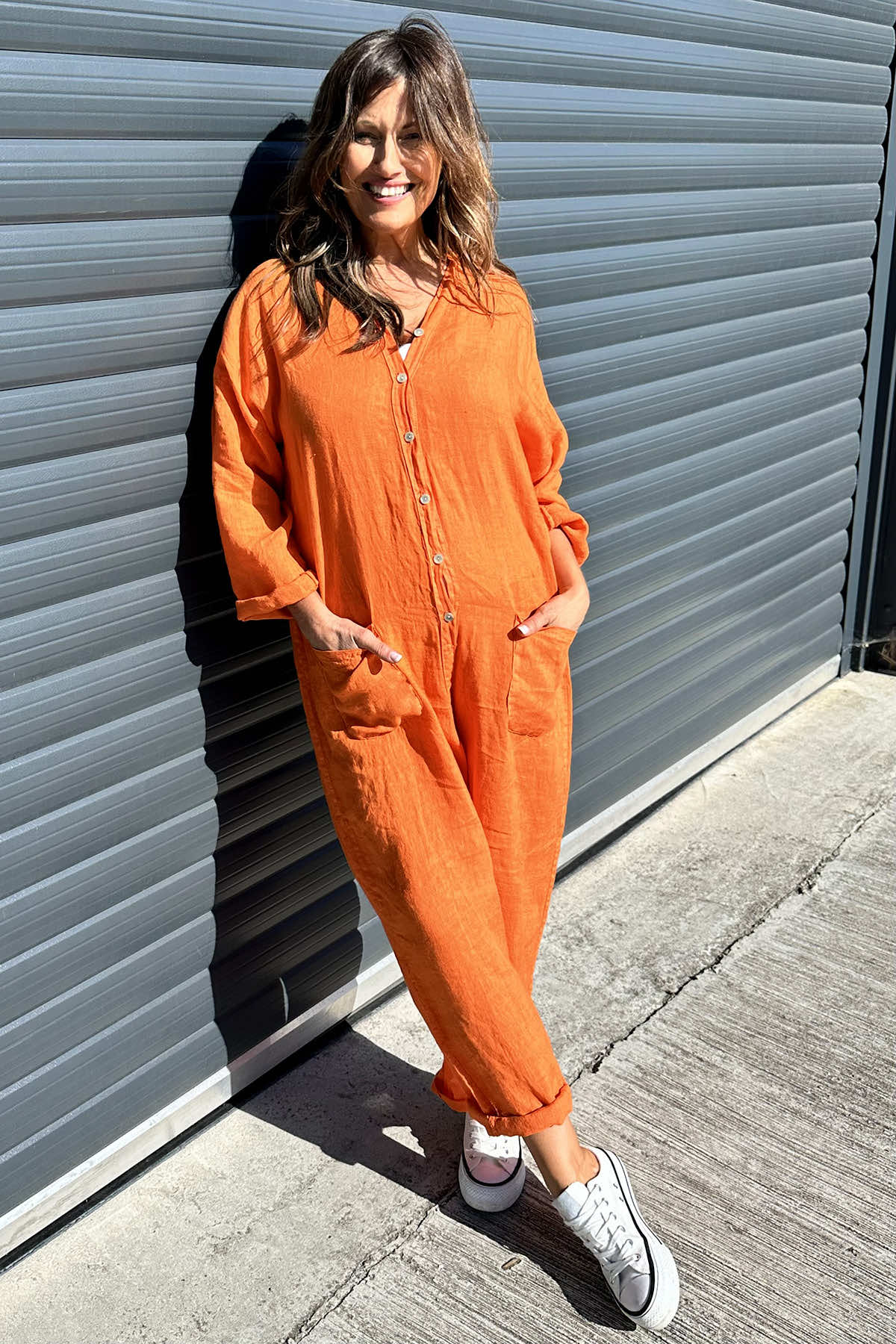 Paulton Linen Boilersuit Orange