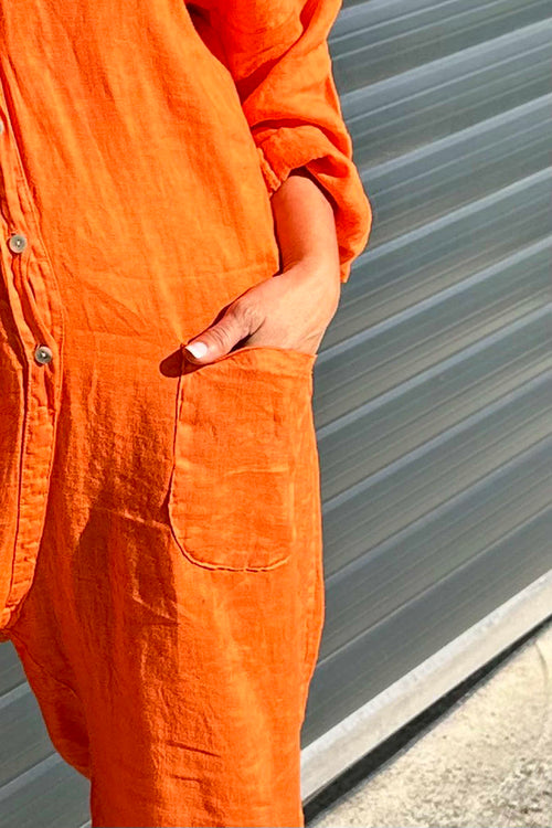 Paulton Linen Boilersuit Orange - Image 3