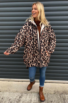 Indiana Leopard Print Cotton Jacket Camel