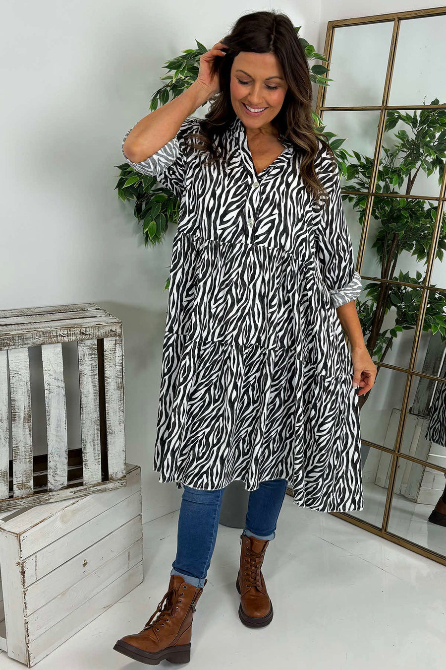 Tinsley Print Dress Black