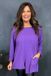 Brandina Seam Detail Cotton Top Purple