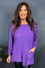 Brandina Seam Detail Cotton Top Purple Purple - Brandina Seam Detail Cotton Top Purple