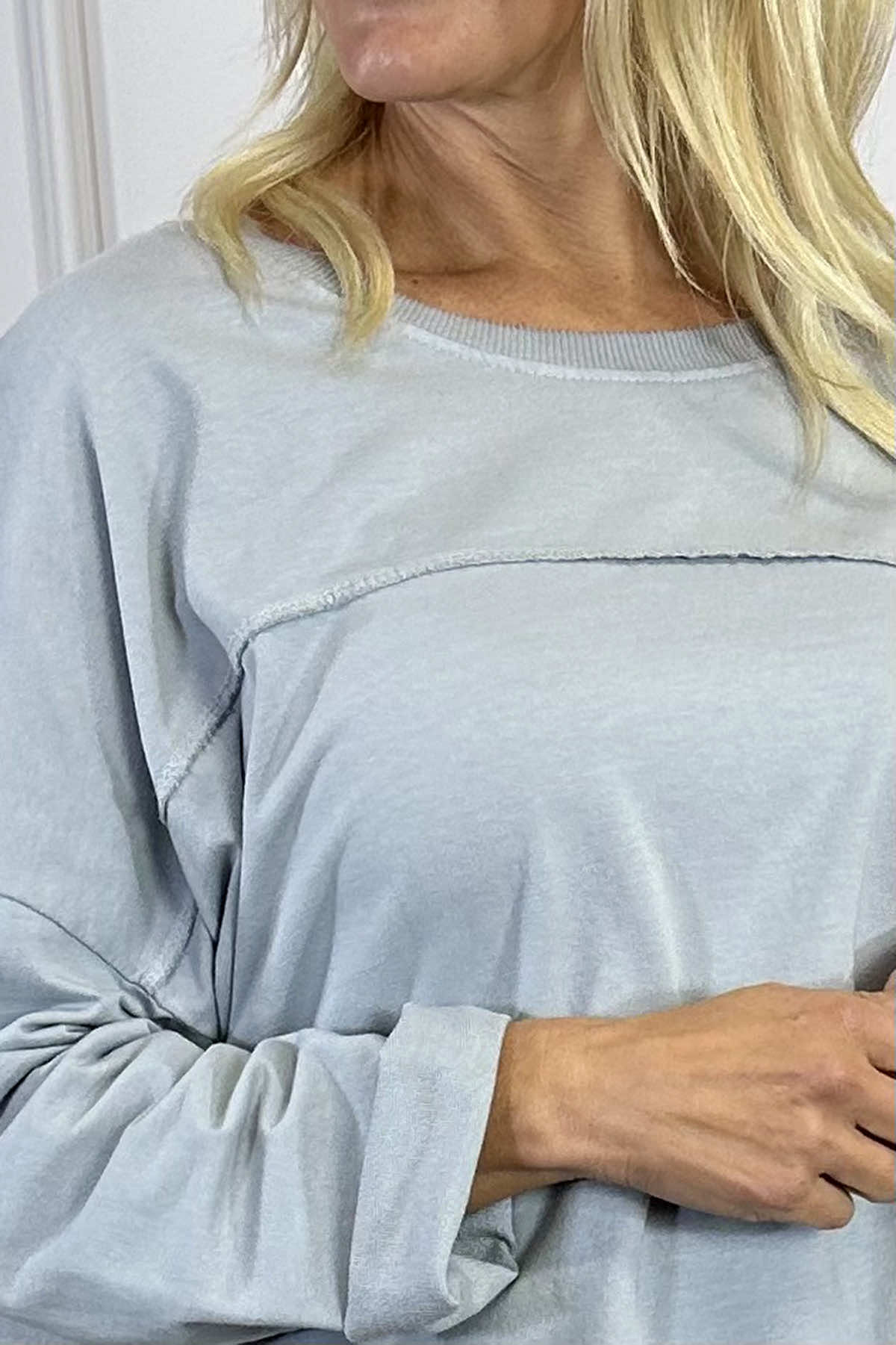 Zoey Seam Detail Cotton Top Grey