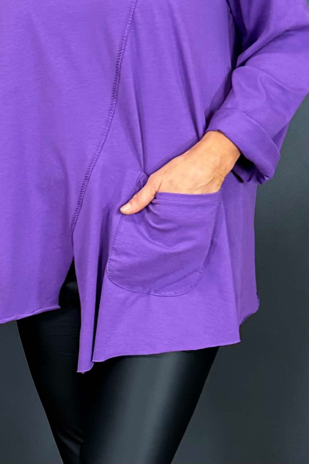 Brandina Seam Detail Cotton Top Purple