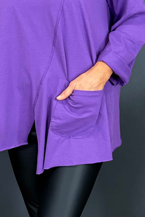 Brandina Seam Detail Cotton Top Purple - Image 3