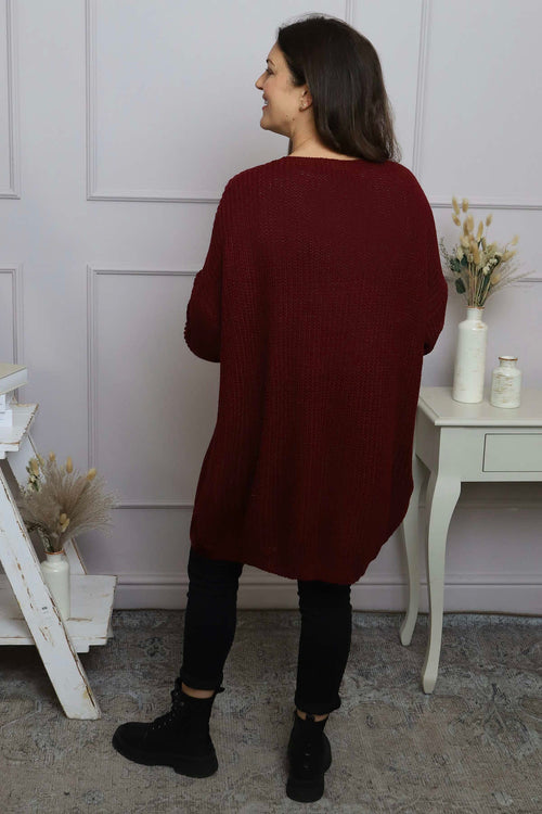 Peggy Knitted Jumper Wine - Image 4