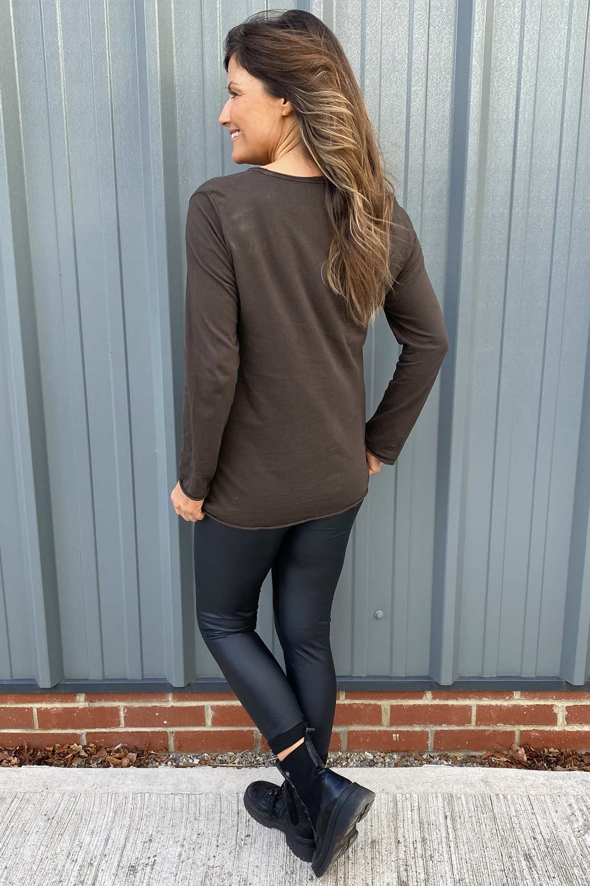 Briella V-Neck Cotton Top Cocoa