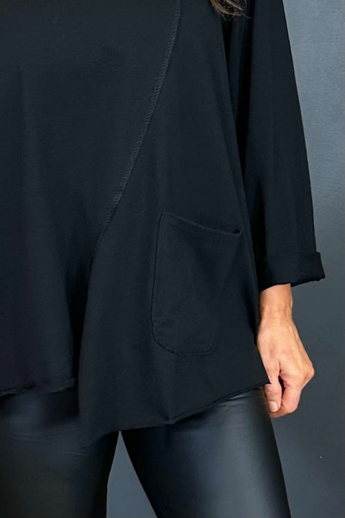 Brandina Seam Detail Cotton Top Black - Image 3