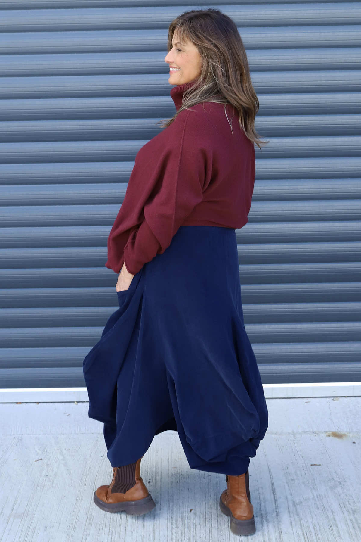 Orla Needlecord Parachute Skirt Navy