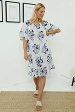 Fabiola Print Bardot Tunic Navy Navy - Fabiola Print Bardot Tunic Navy