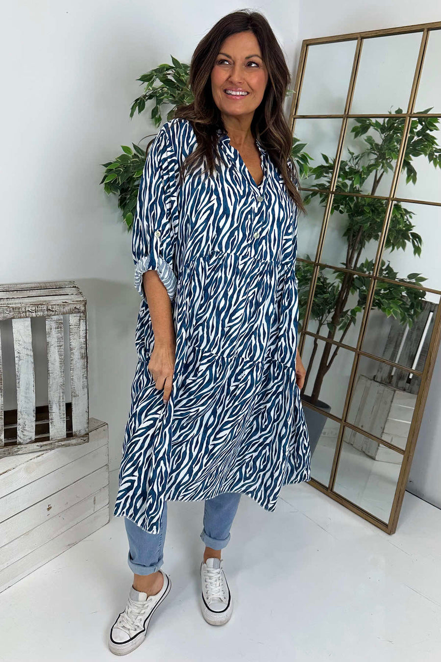 Tinsley Print Dress Navy