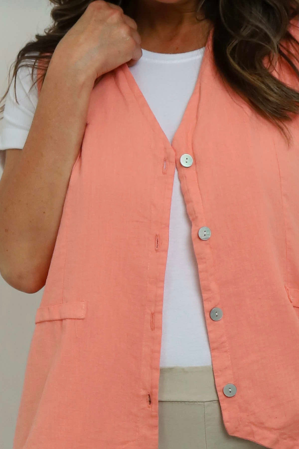 Maryam Linen Waistcoat Orange