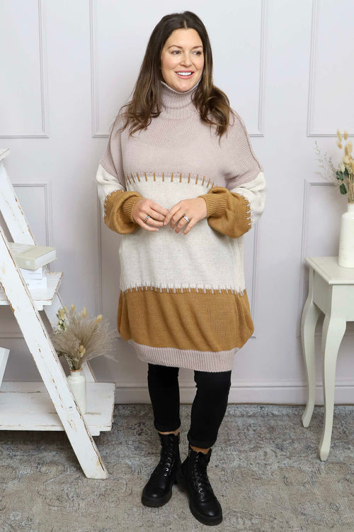 Doris Polo Knitted Jumper Mocha - Image 2