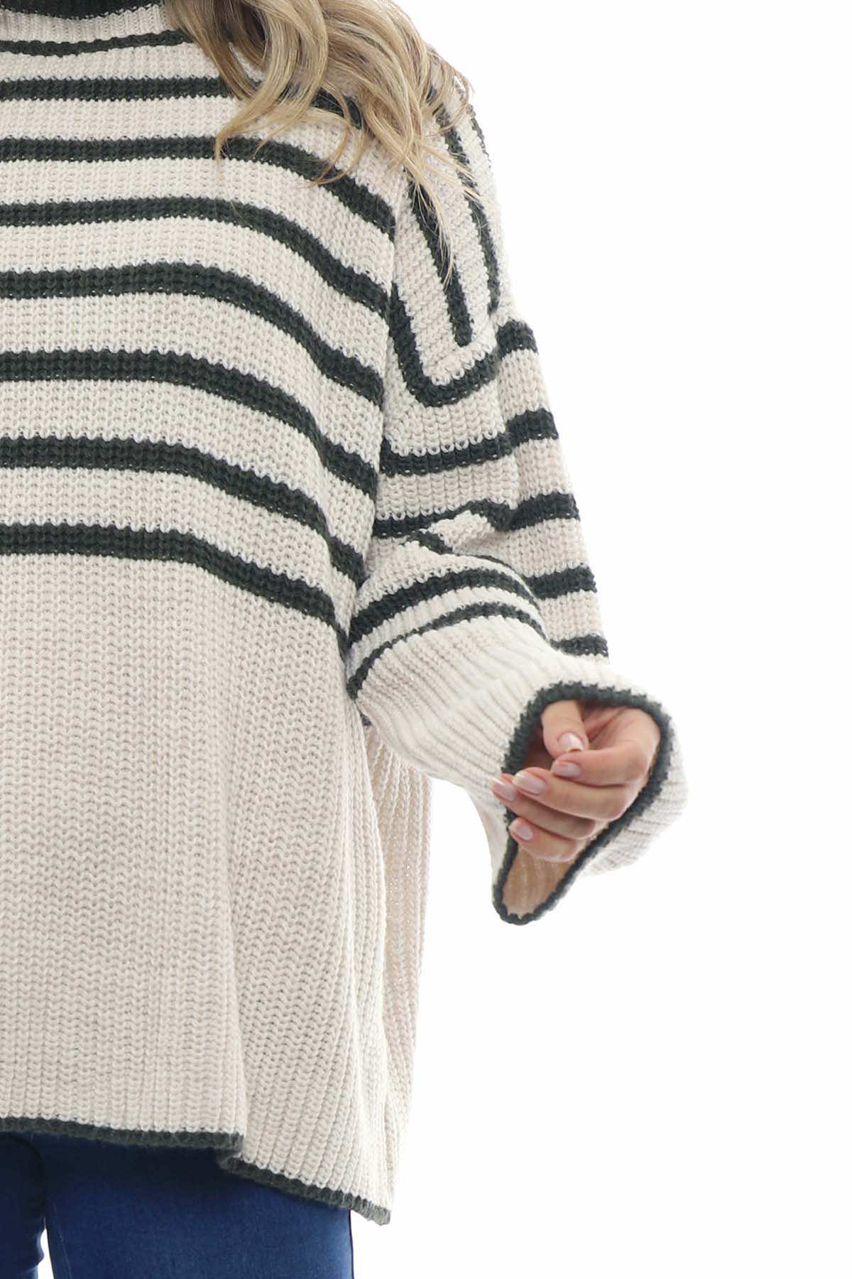 Salma Knitted Stripe Jumper Khaki