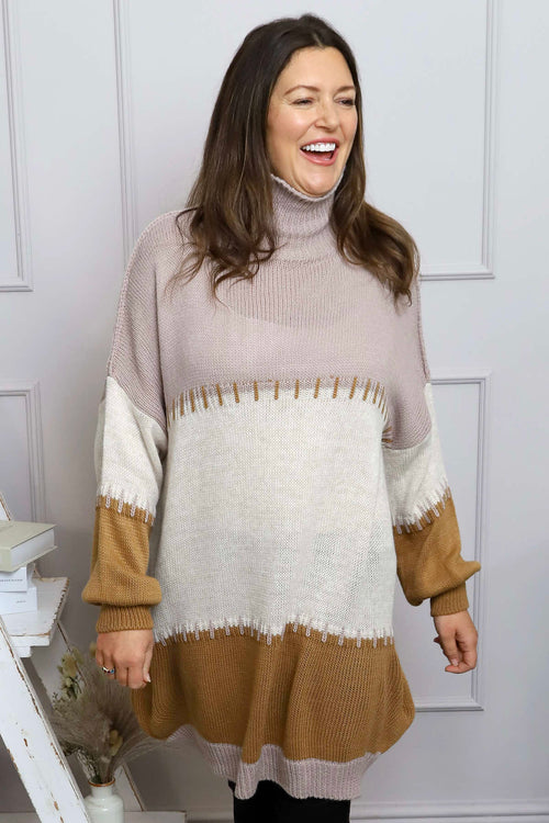 Doris Polo Knitted Jumper Mocha - Image 3