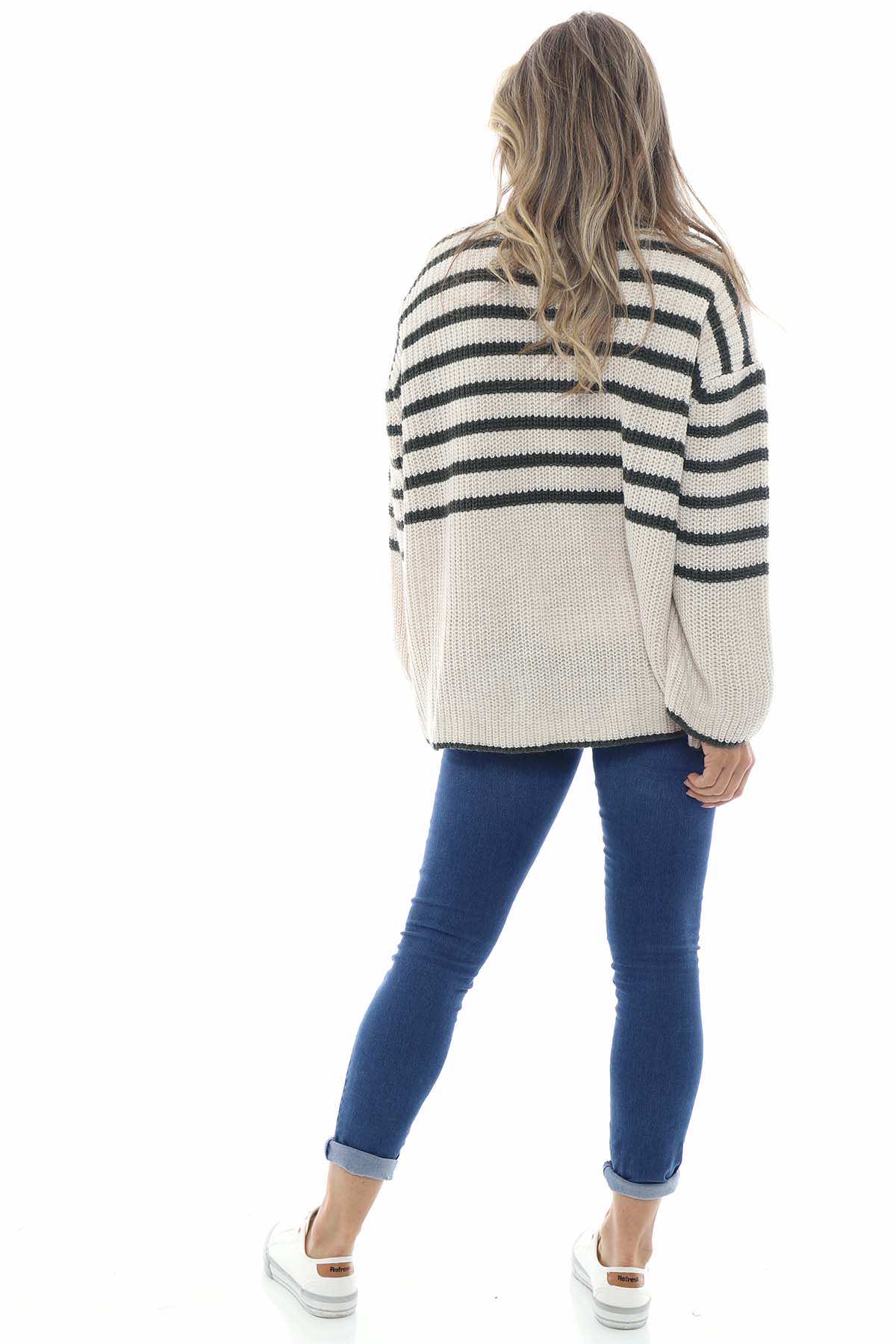 Salma Knitted Stripe Jumper Khaki