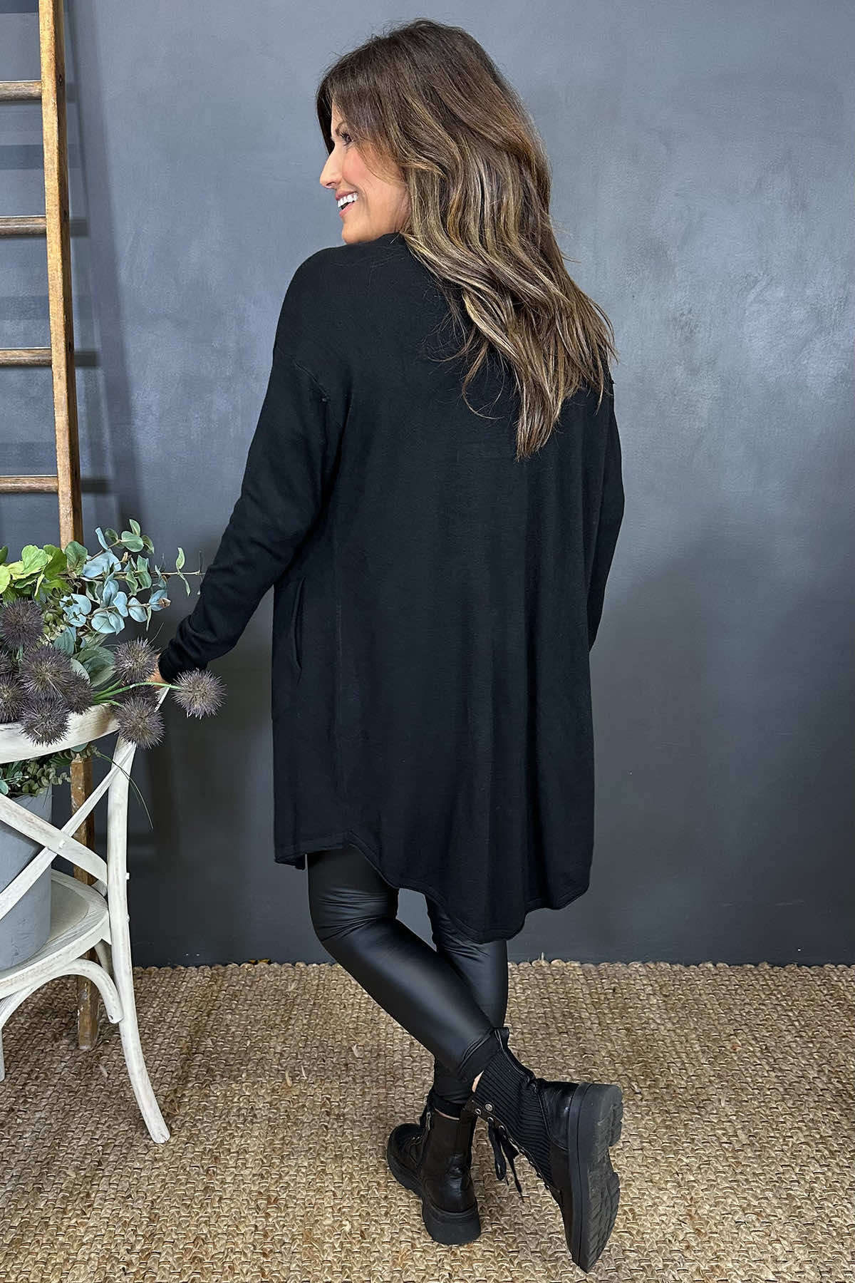 Frida Drape Front Cardigan Black