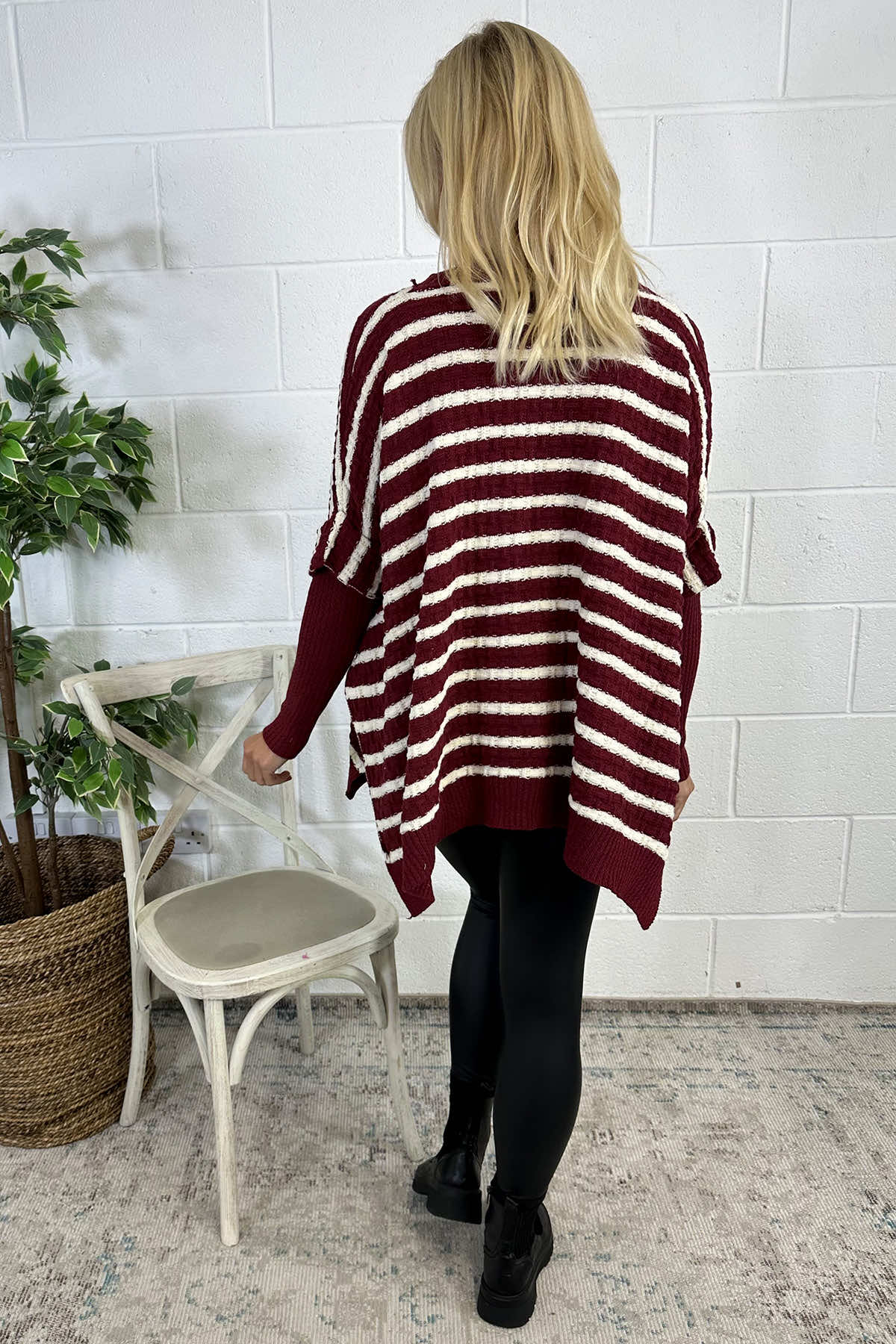 Gigi Stripe Knitted Jumper Wine