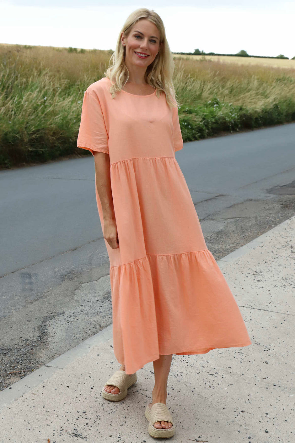 Nova Linen Dress Orange