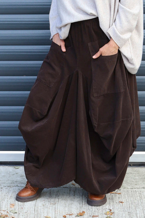 Orla Needlecord Parachute Skirt Cocoa - Image 2