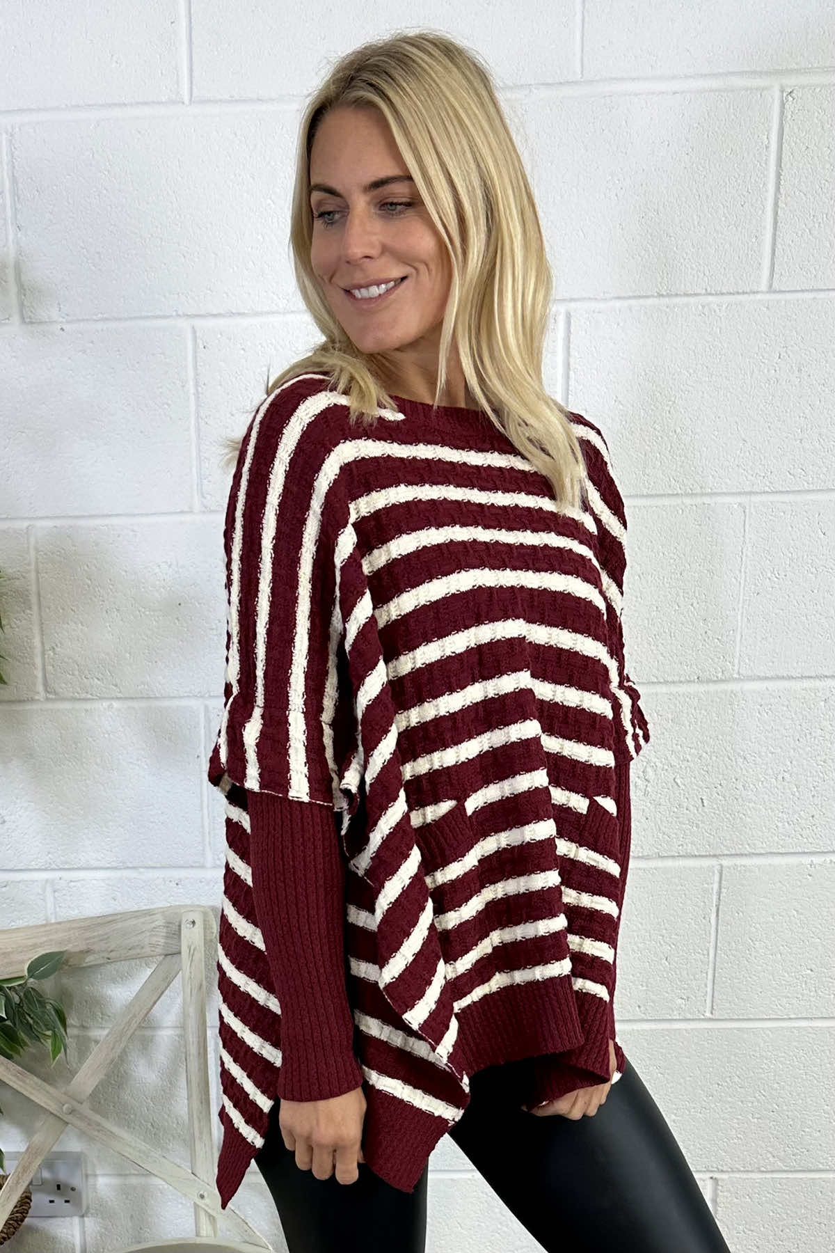 Gigi Stripe Knitted Jumper Wine