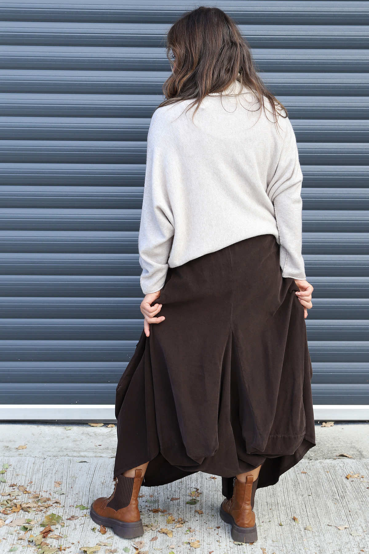 Orla Needlecord Parachute Skirt Cocoa