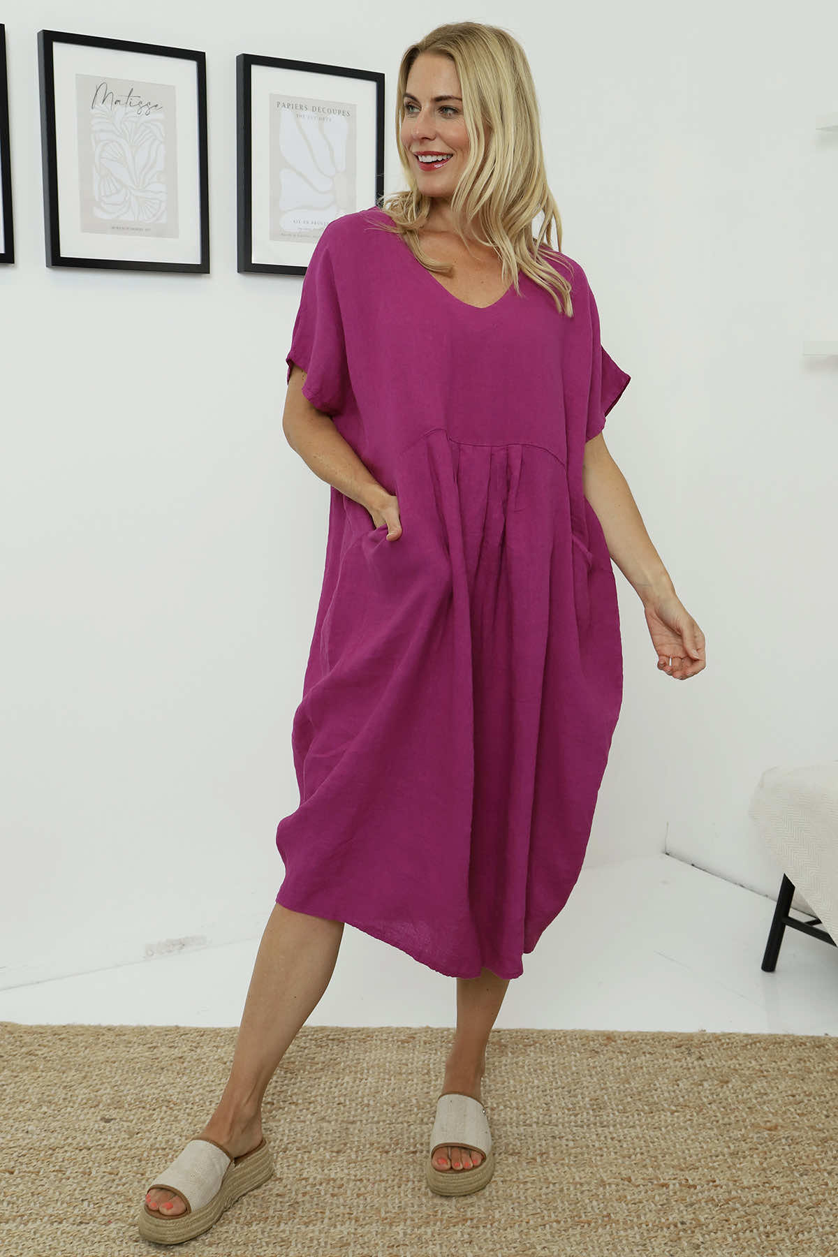 Fenella Linen Dress Purple