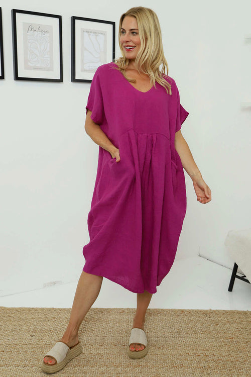 Fenella Linen Dress Purple - Image 2