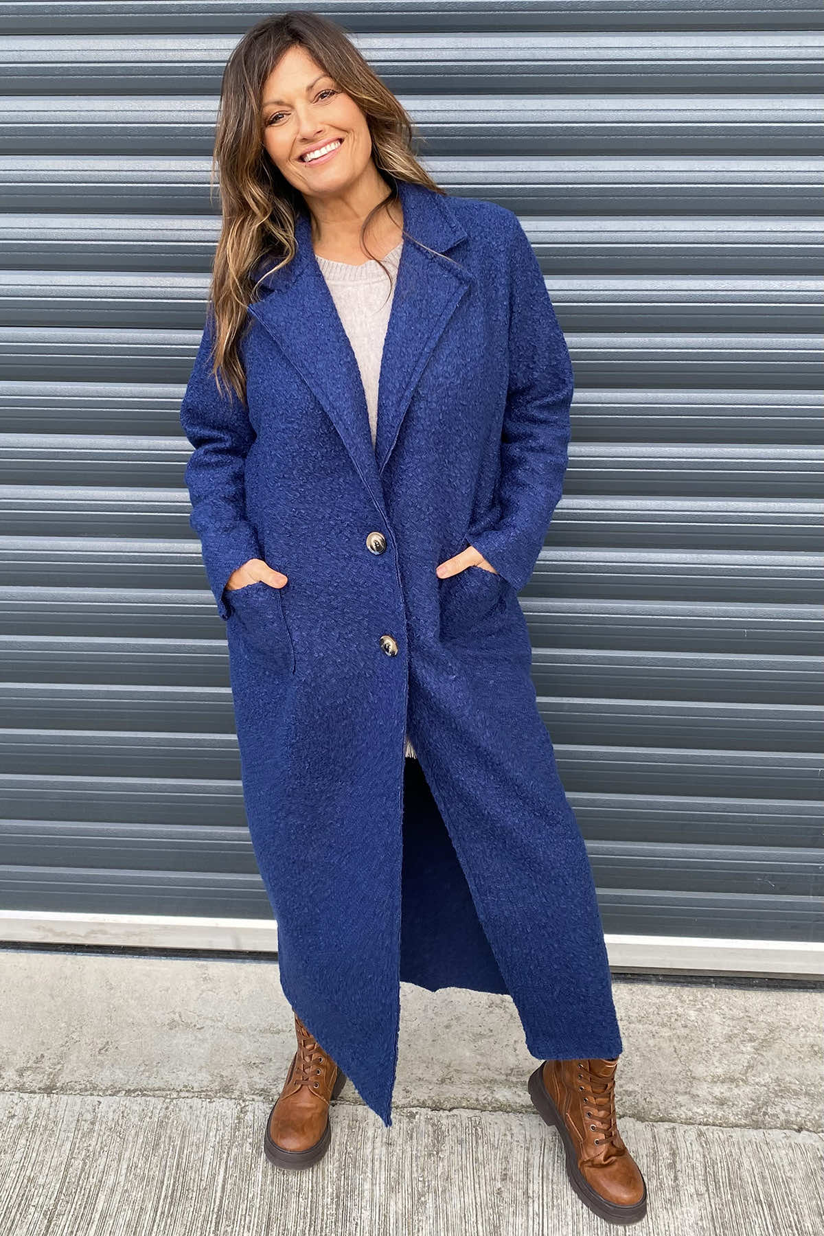 Lexie Boucle Coat Blue