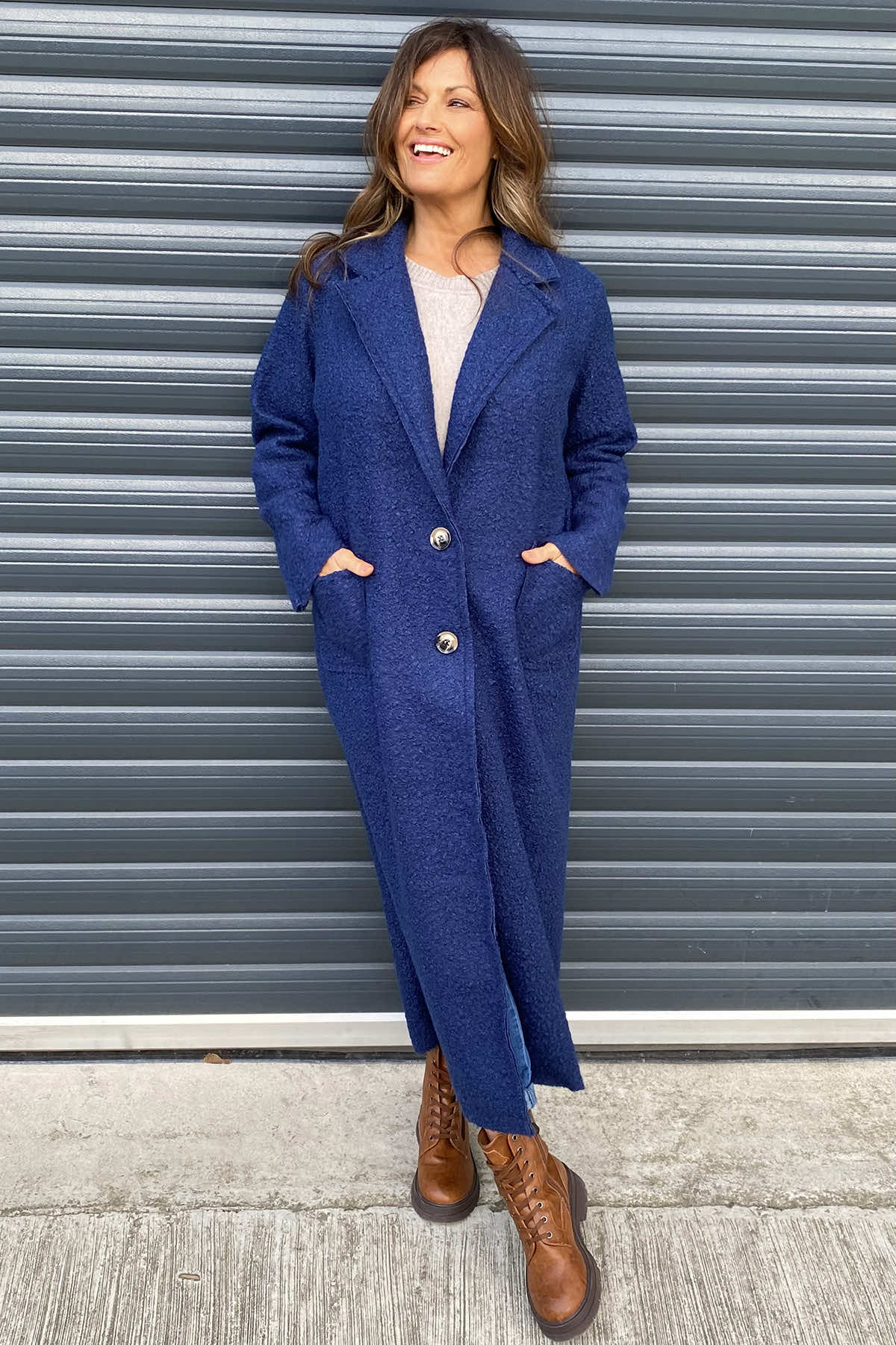 Lexie Boucle Coat Blue