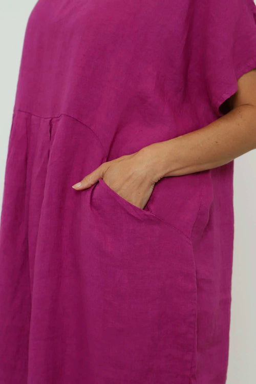 Fenella Linen Dress Purple - Image 3