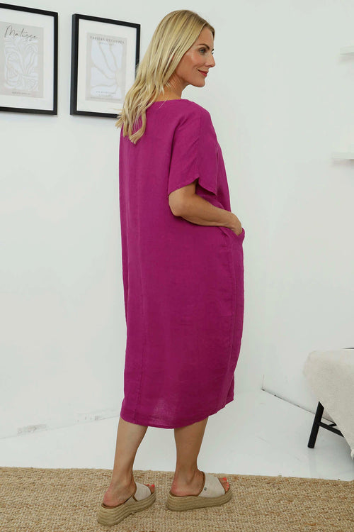 Fenella Linen Dress Purple - Image 4