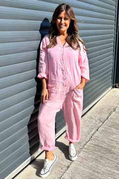 Paulton Linen Boilersuit Bubblegum