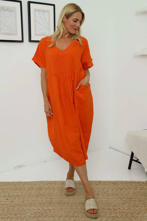 Fenella Linen Dress Orange - Image 1