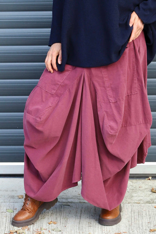 Orla Needlecord Parachute Skirt Plum - Image 2