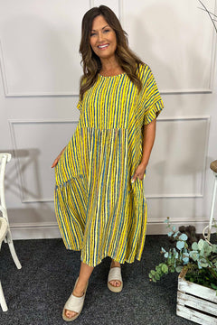 Romia Stripe Dress Yellow