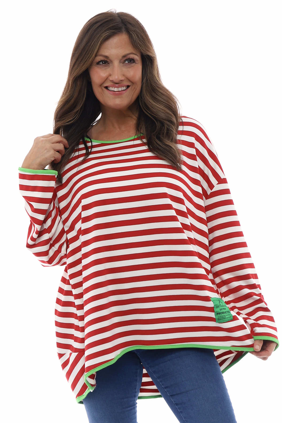 Francia Stripe Cotton Top Red