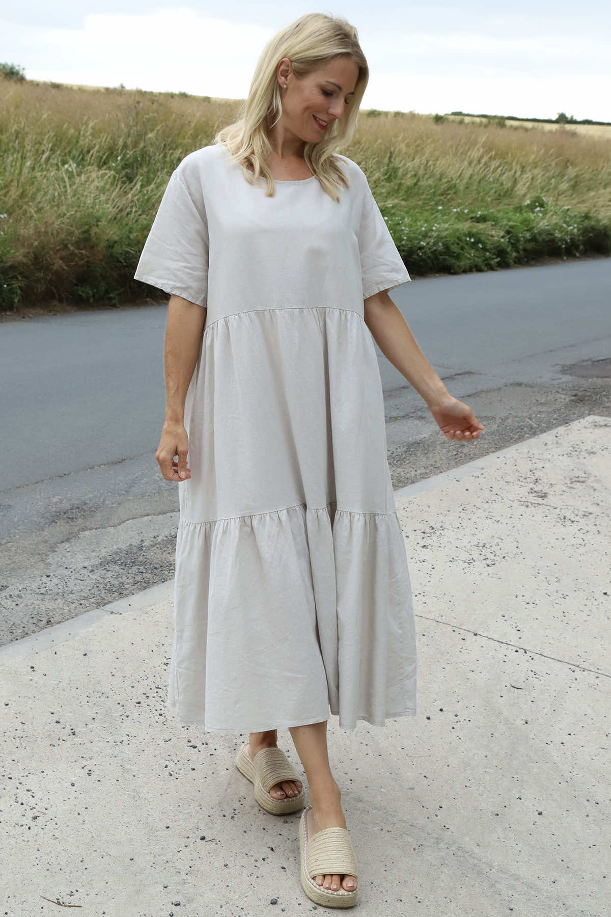 Nova Linen Dress Stone