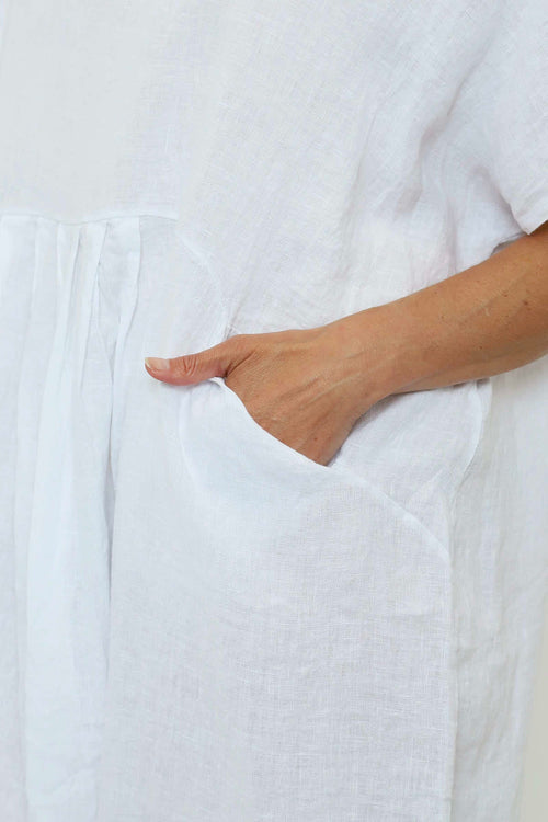 Fenella Linen Dress White - Image 3