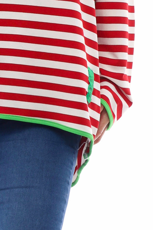 Francia Stripe Cotton Top Red - Image 3