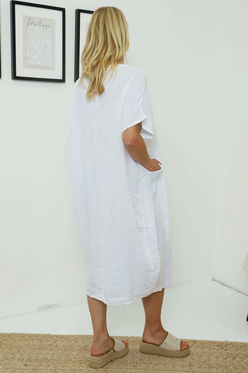 Fenella Linen Dress White - Image 4