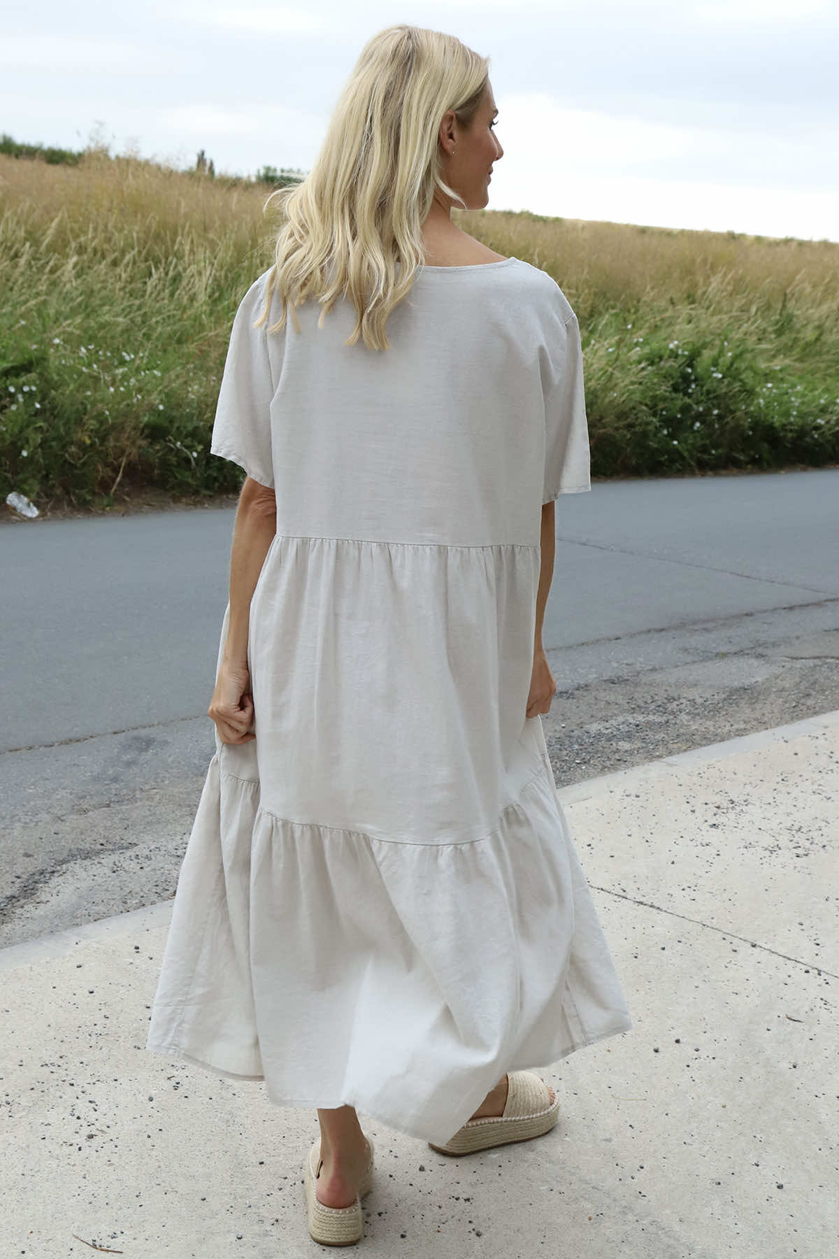 Nova Linen Dress Stone