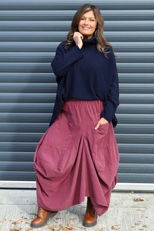 Orla Needlecord Parachute Skirt Plum - Image 1